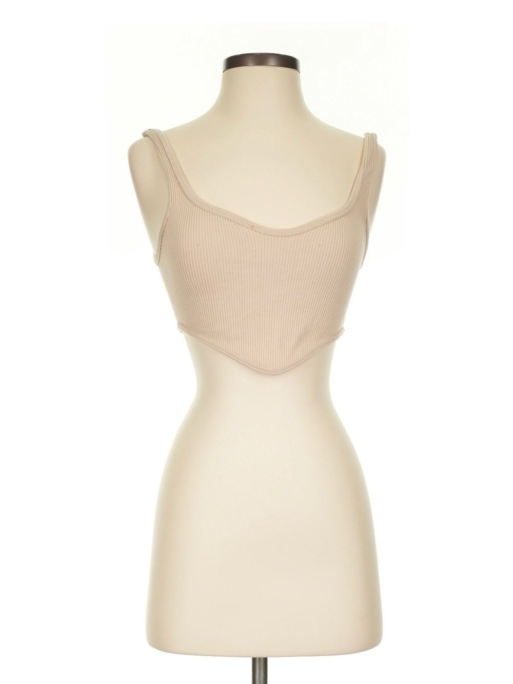 Zara Beige Ribbed Cropped Tank